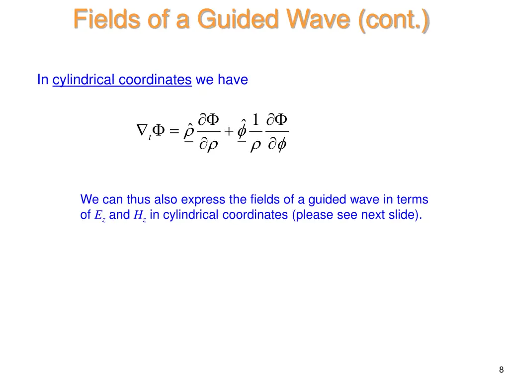 fields of a guided wave cont 5