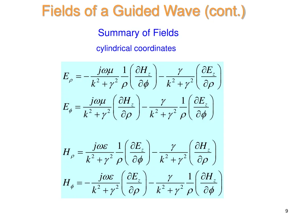 fields of a guided wave cont 6