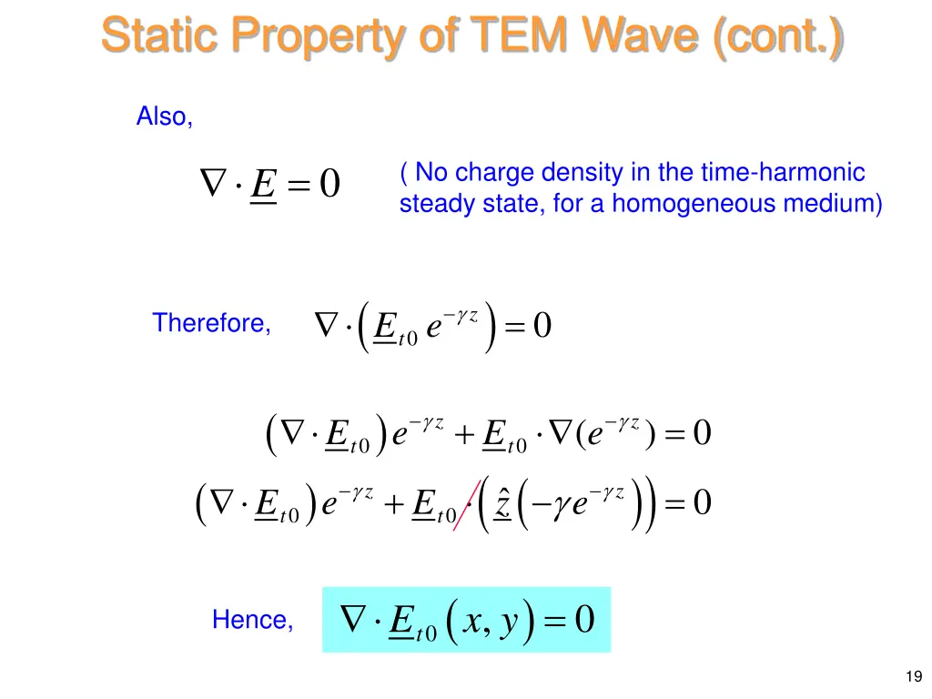 static property of tem wave cont 3