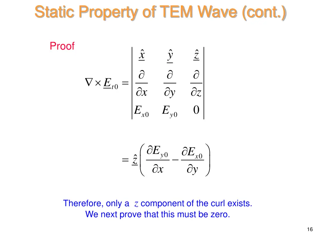 static property of tem wave cont