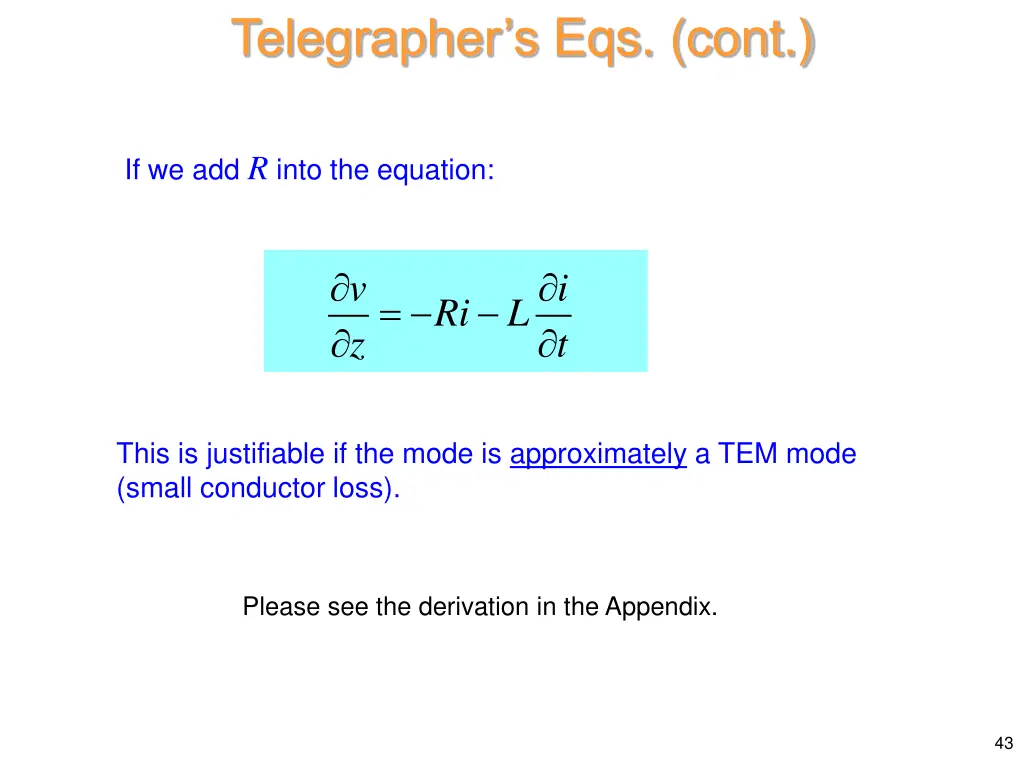 telegrapher s eqs cont 3