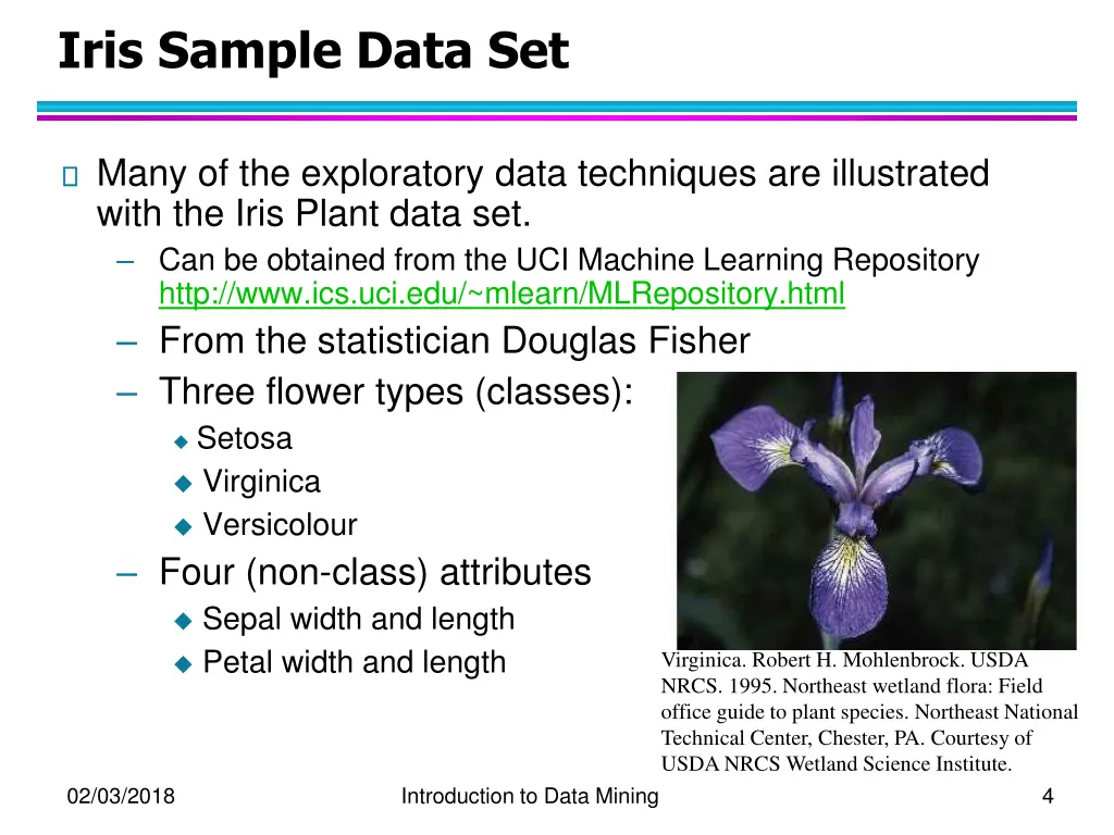 iris sample data set