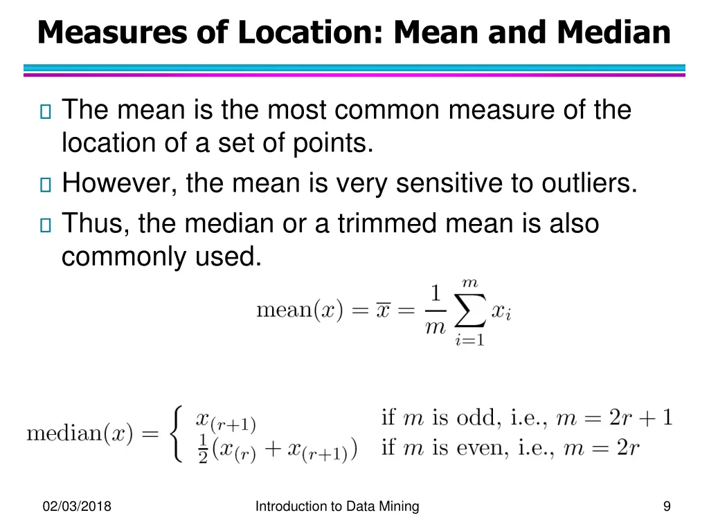 measures of location mean and median