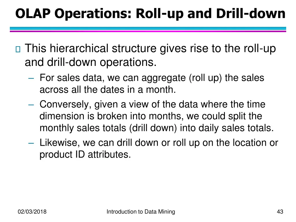 olap operations roll up and drill down 1