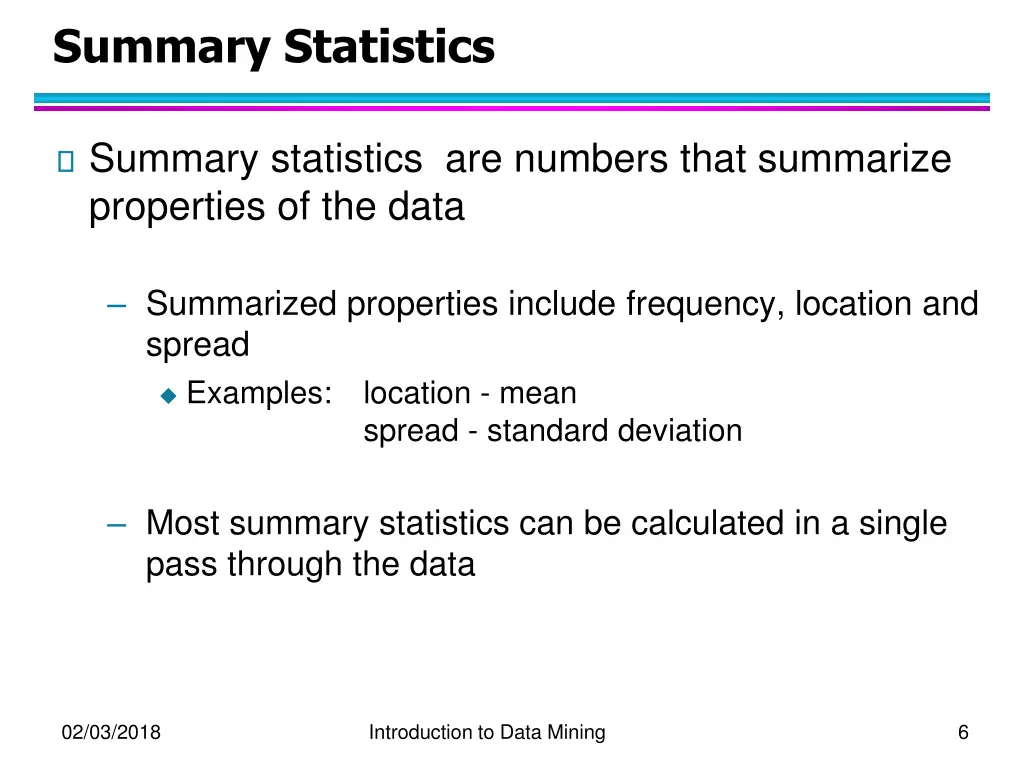 summary statistics