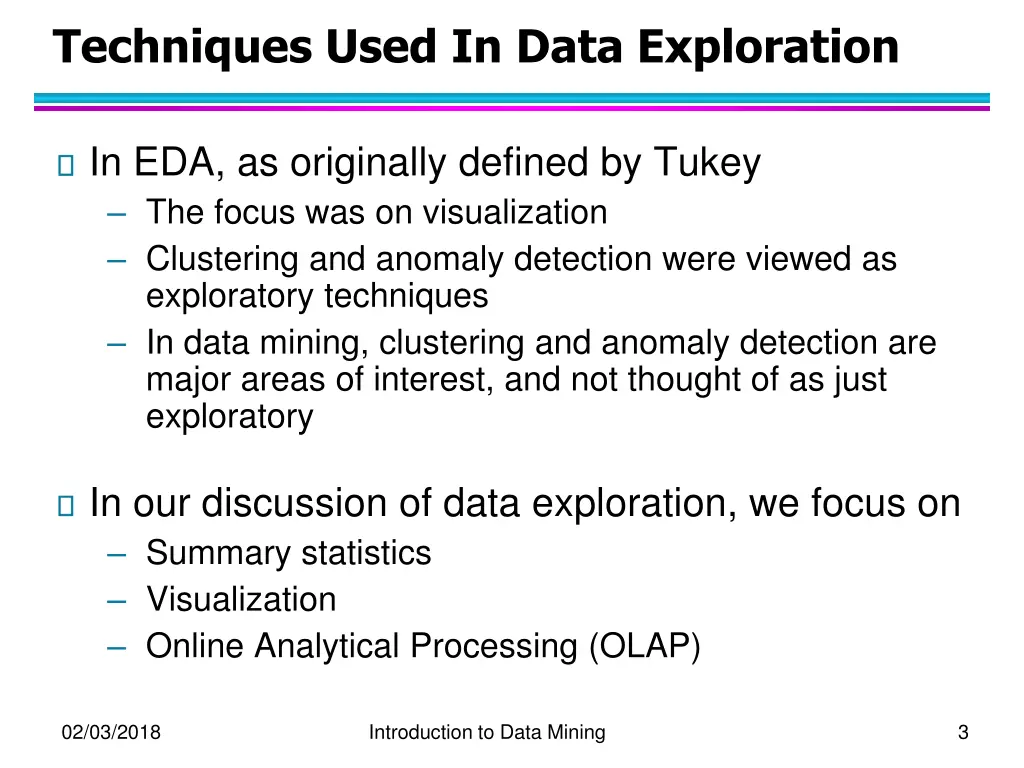 techniques used in data exploration