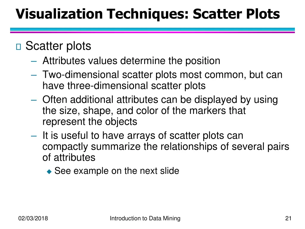 visualization techniques scatter plots