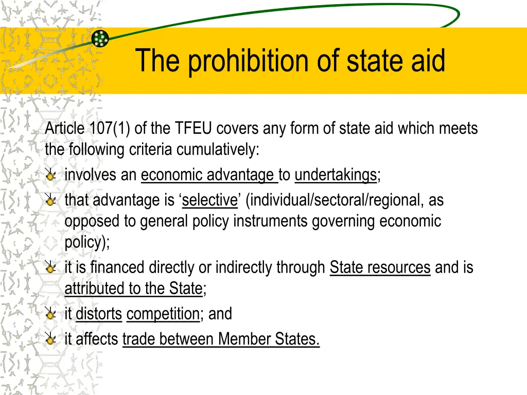 the prohibition of state aid