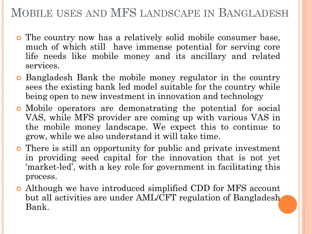 m obile uses and mfs landscape in b angladesh 1