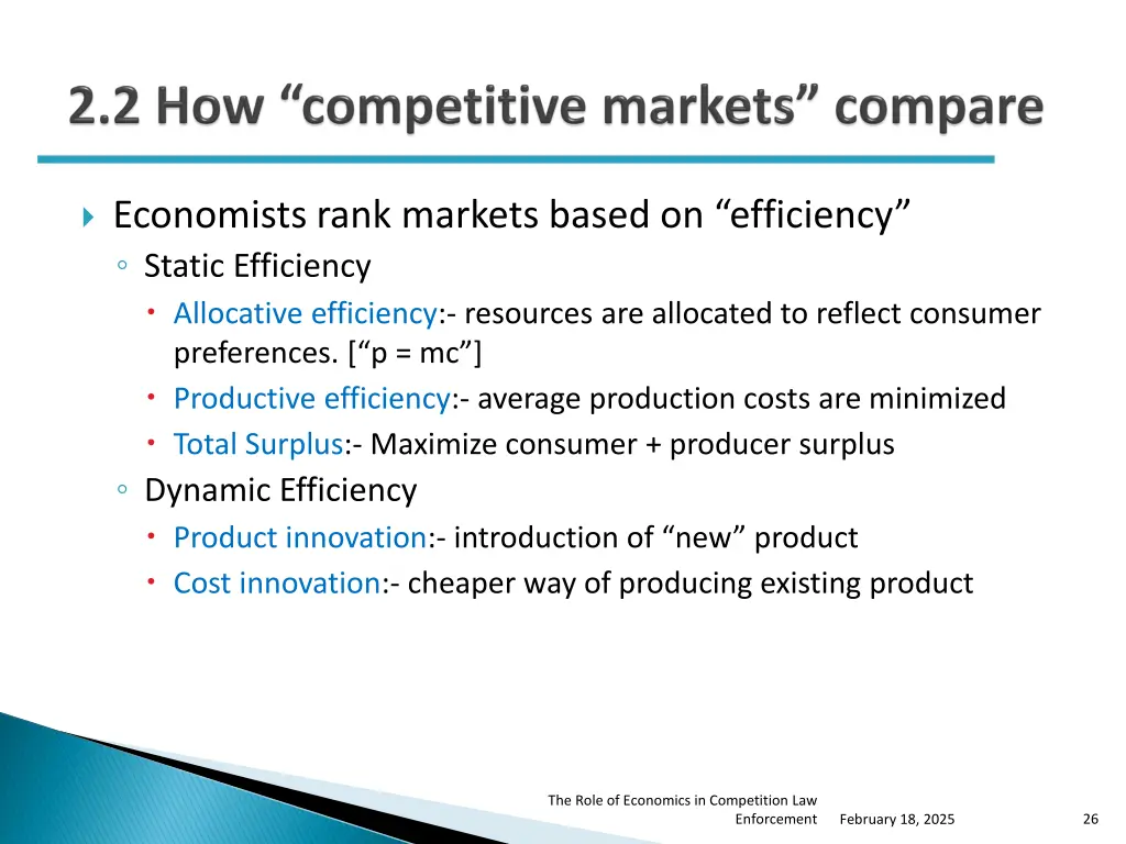 economists rank markets based on efficiency
