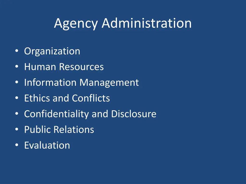 agency administration