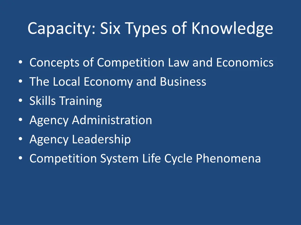 capacity six types of knowledge