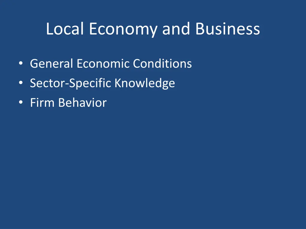 local economy and business