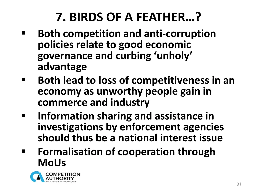 7 birds of a feather both competition and anti