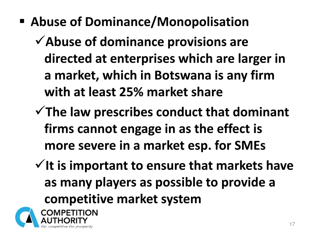 abuse of dominance monopolisation abuse