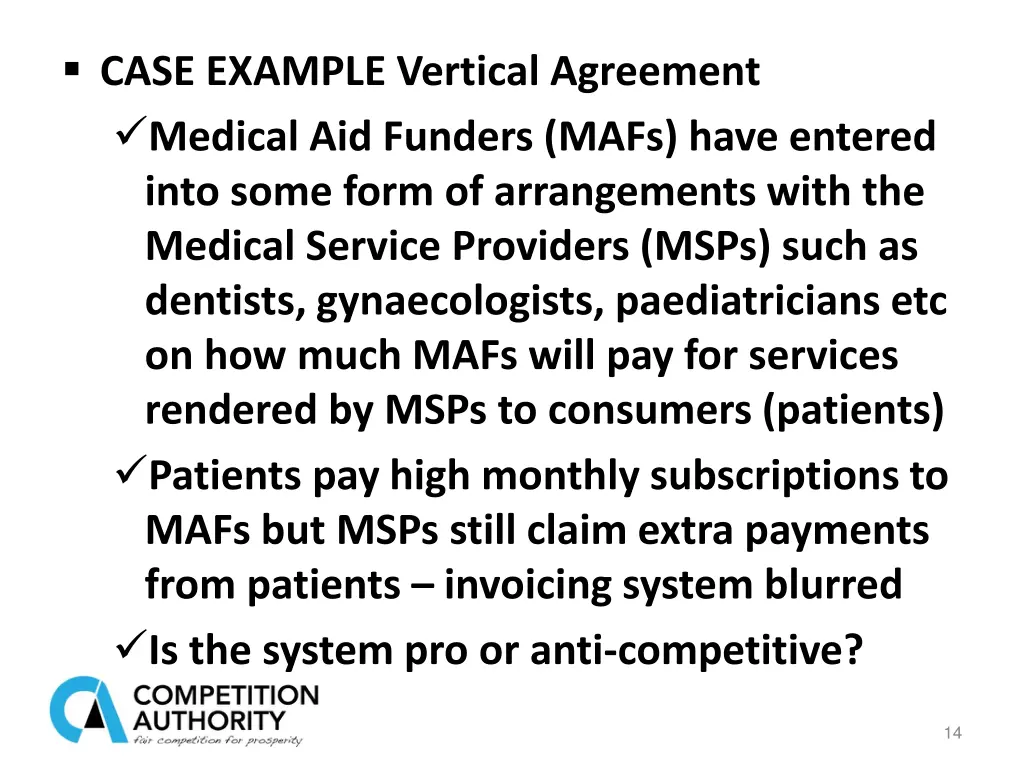 case example vertical agreement medical