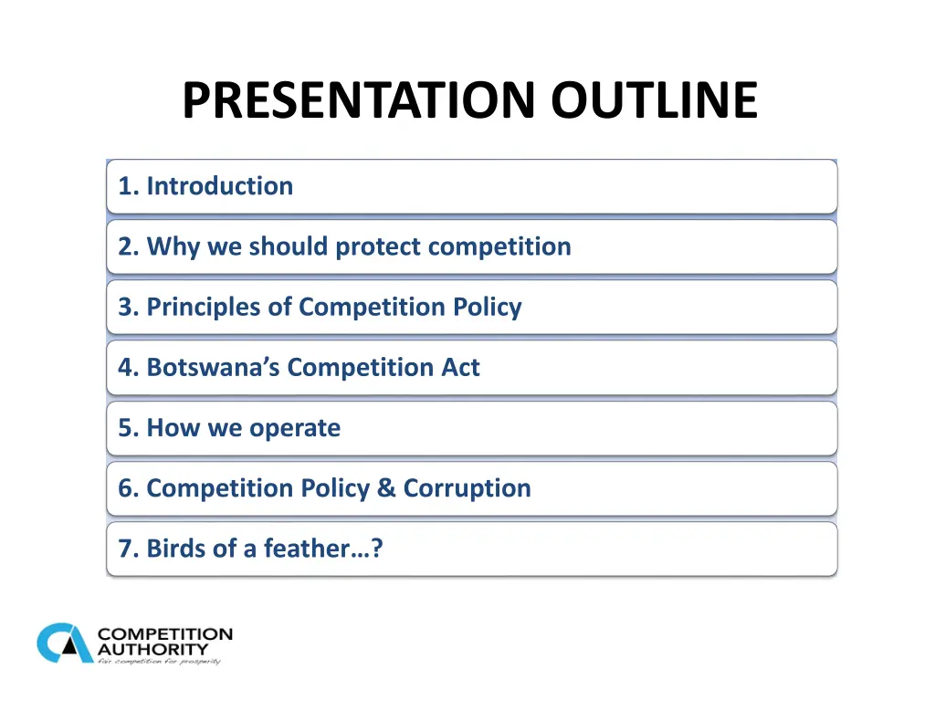 presentation outline