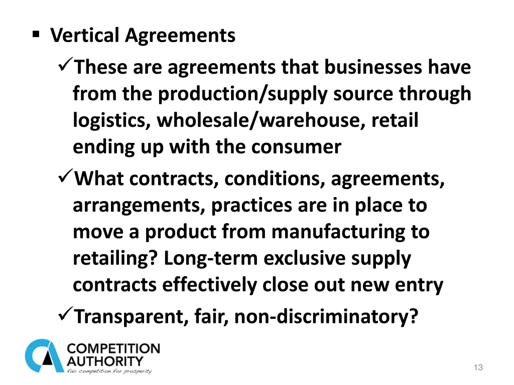 vertical agreements these are agreements that