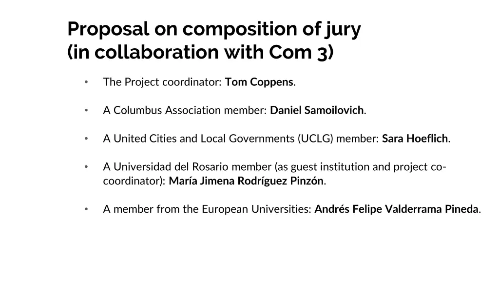 proposal on composition of jury in collaboration