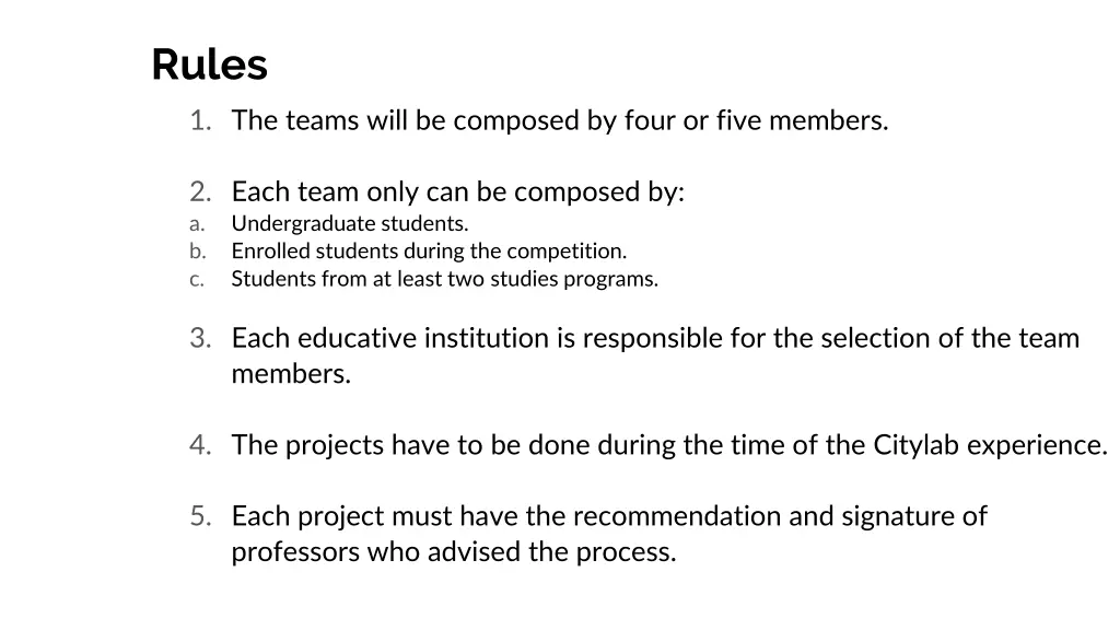 rules 1 the teams will be composed by four