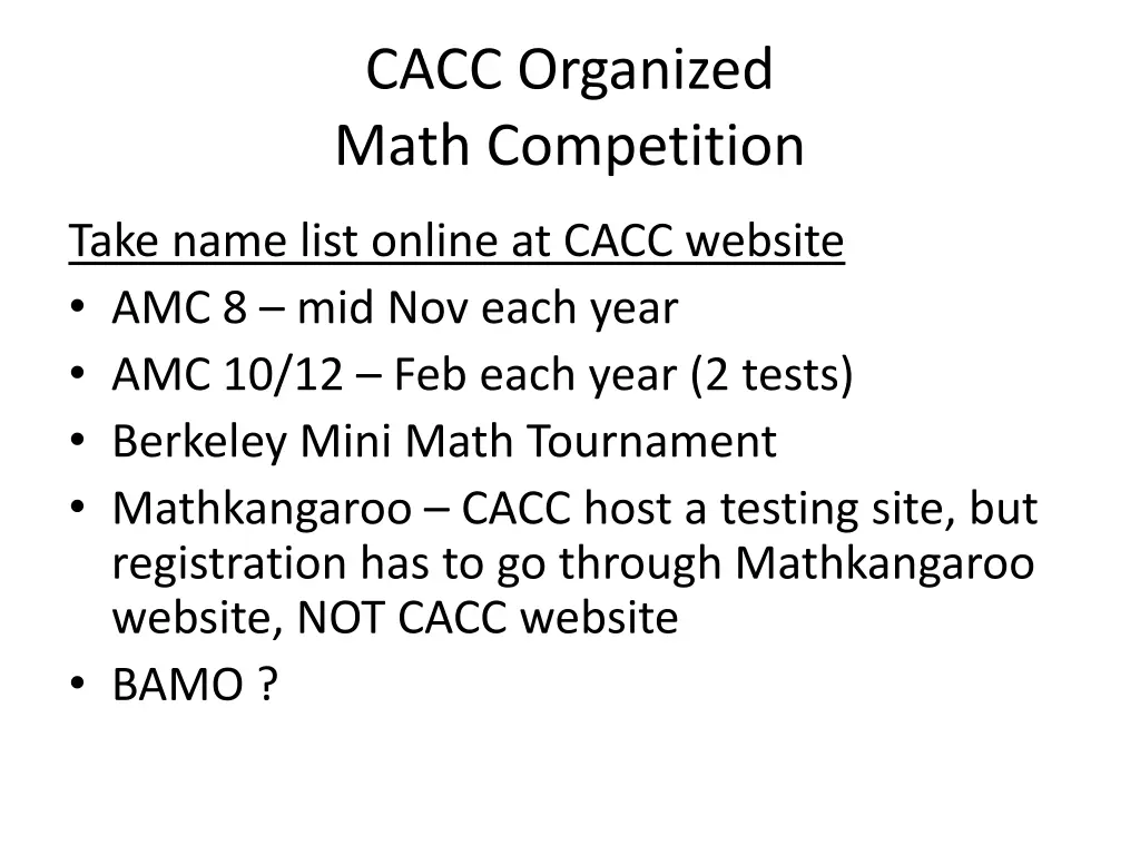 cacc organized math competition
