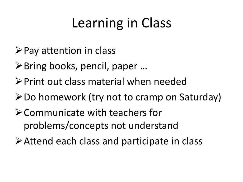 learning in class