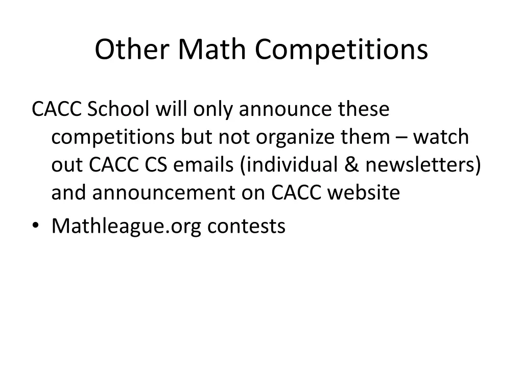 other math competitions