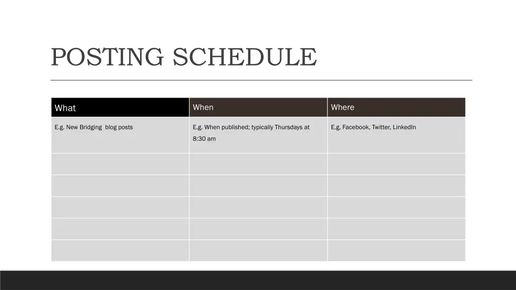 posting schedule