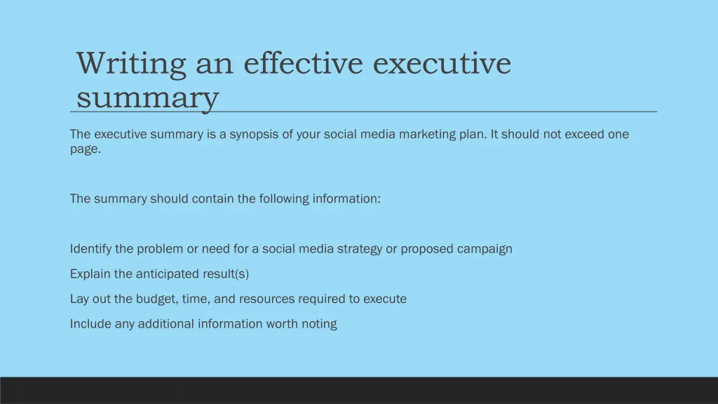 writing an effective executive summary
