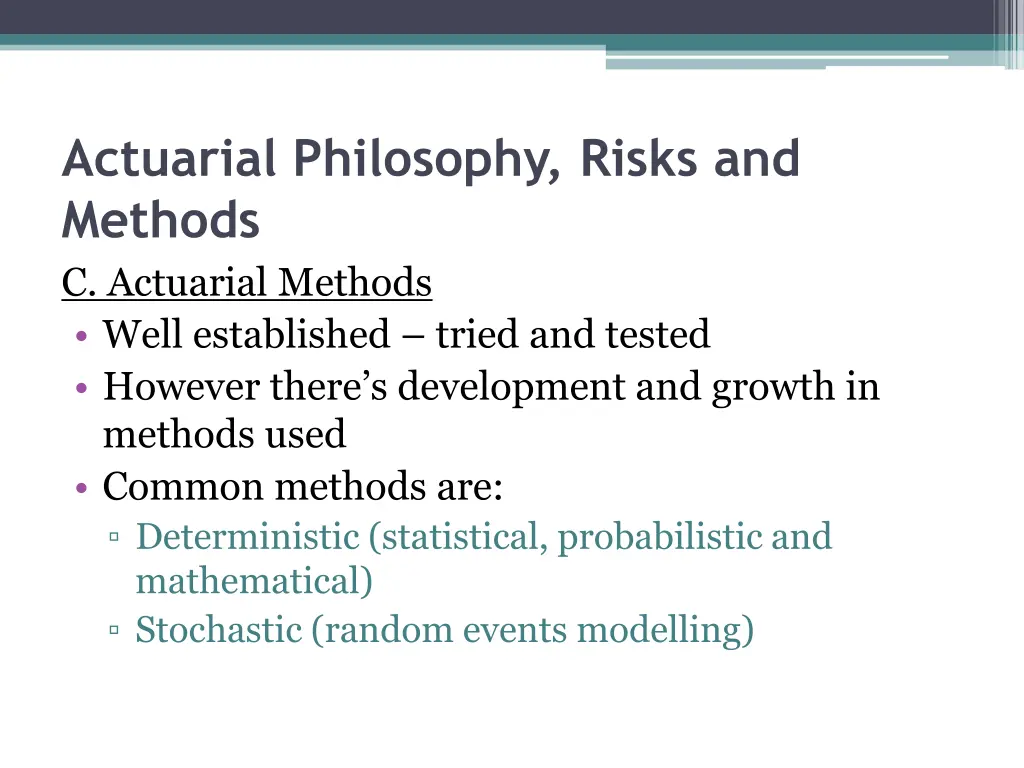 actuarial philosophy risks and methods 2