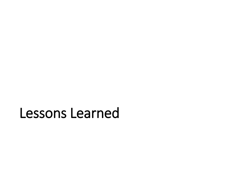 lessons learned lessons learned