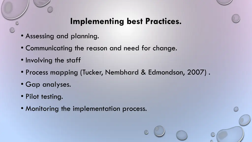 implementing best practices