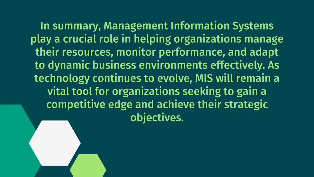 in summary management information systems play