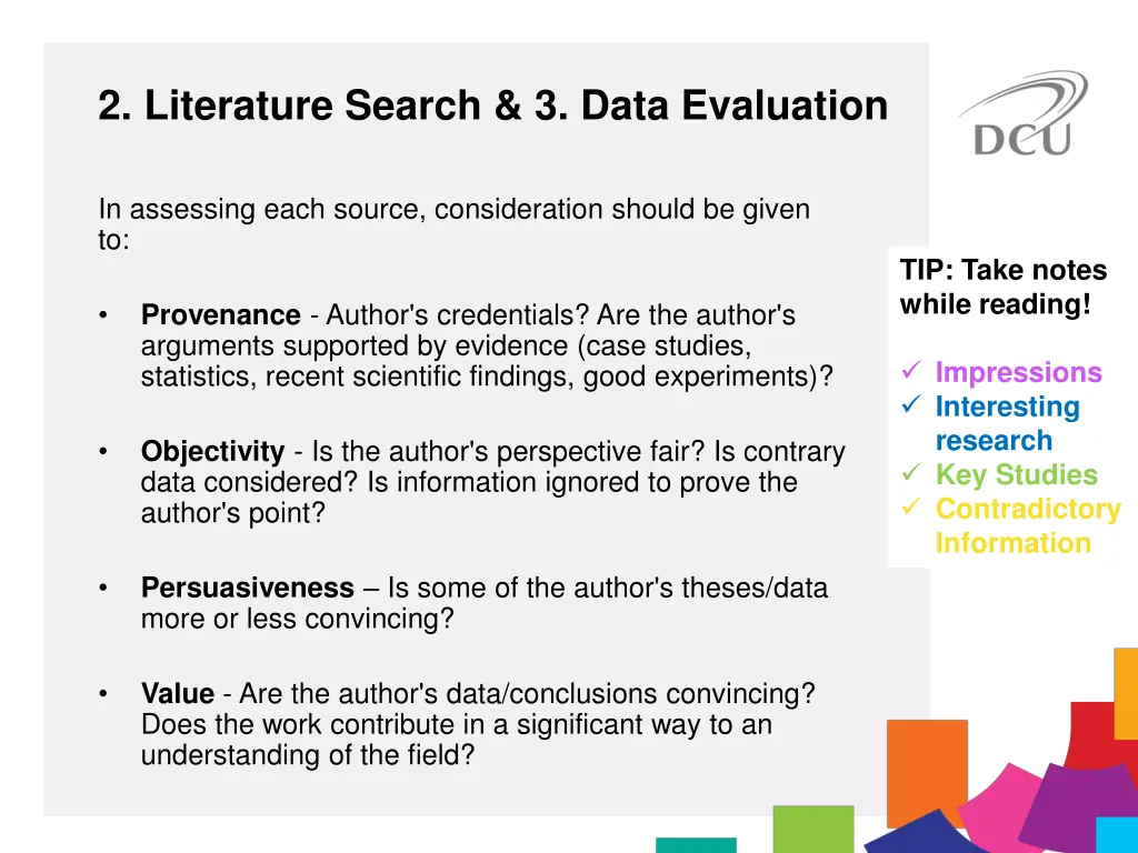 2 literature search 3 data evaluation