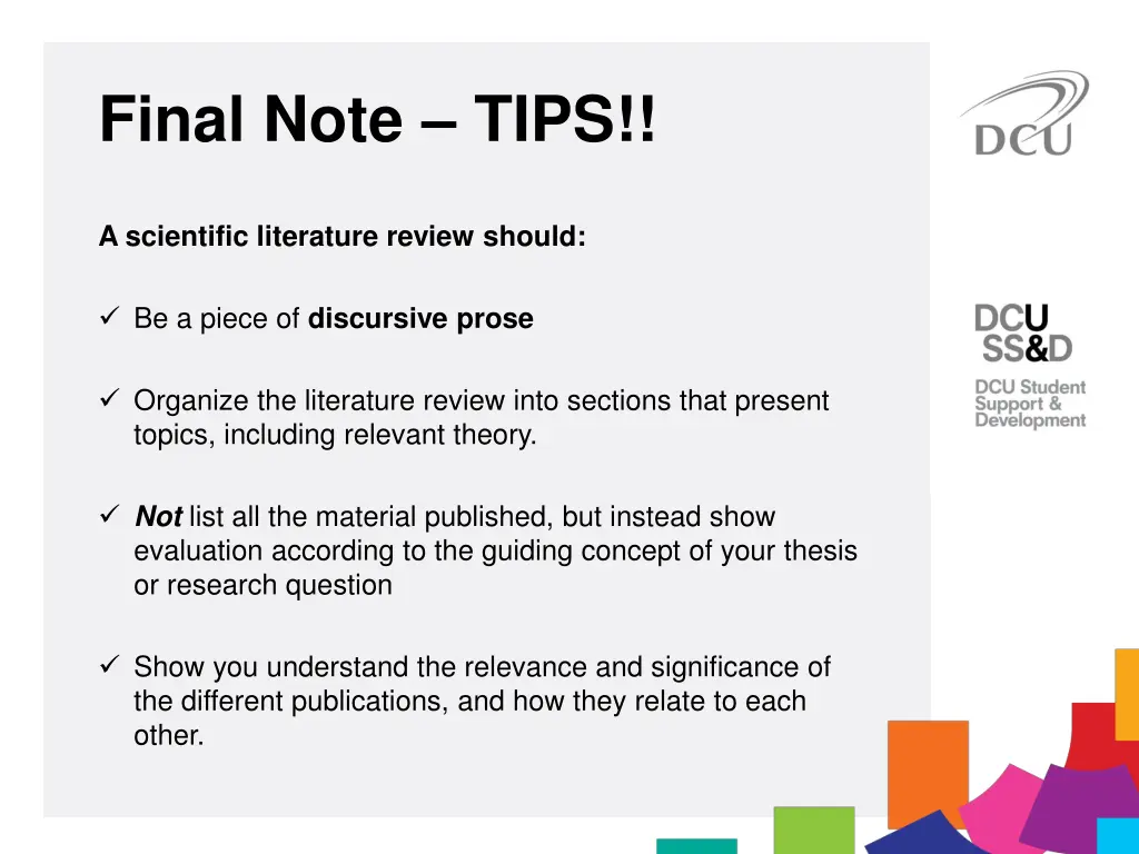 final note tips