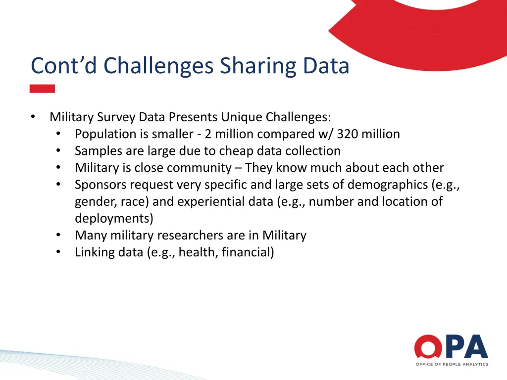 cont d challenges sharing data