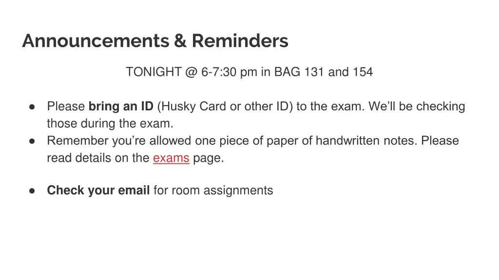 announcements reminders