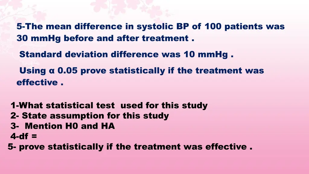 5 the mean difference in systolic