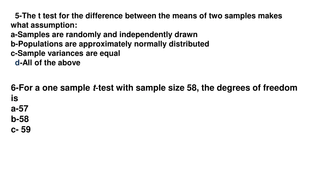 5 the t test for the difference between the means