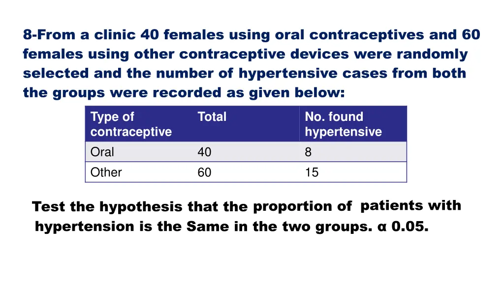8 from a clinic 40 females using oral