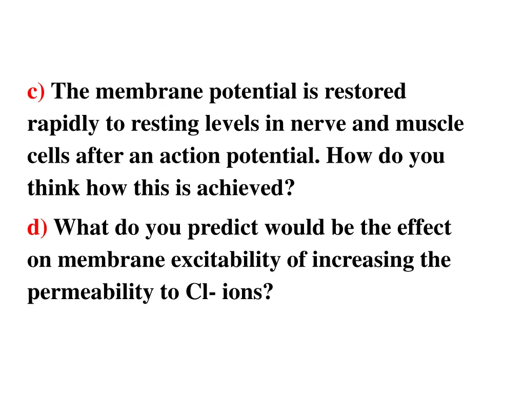 c the membrane potential is restored rapidly