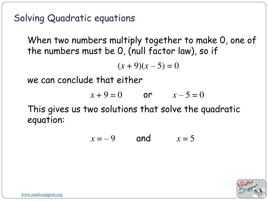 solving quadratic equations 2