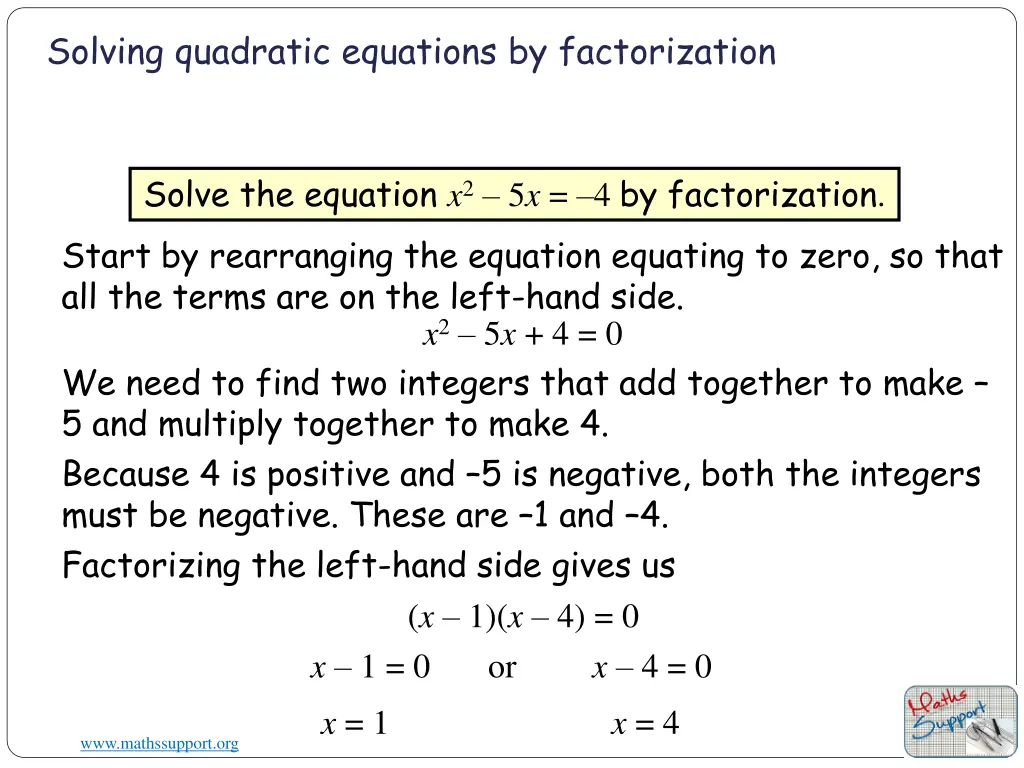 solving quadratic equations by factorization 1