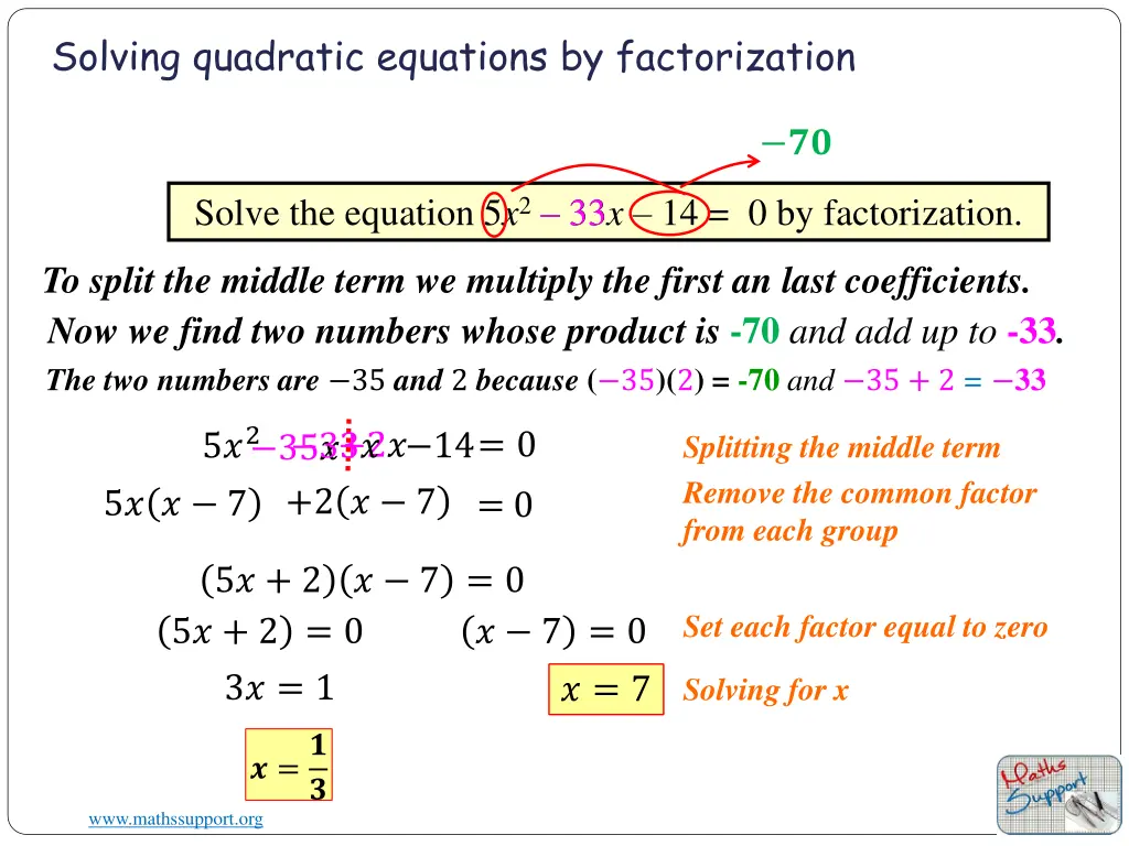 solving quadratic equations by factorization 4