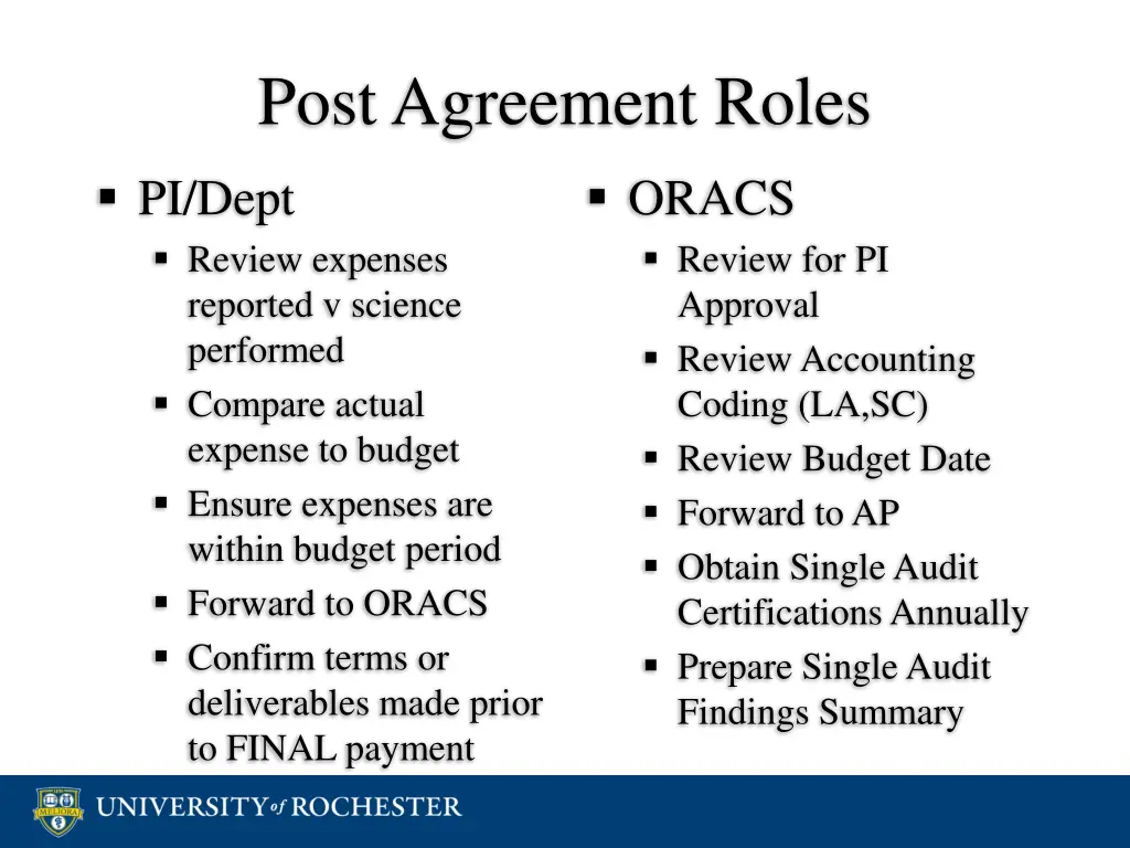 post agreement roles