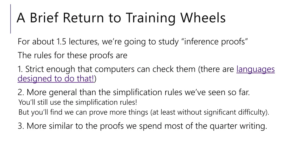 a brief return to training wheels