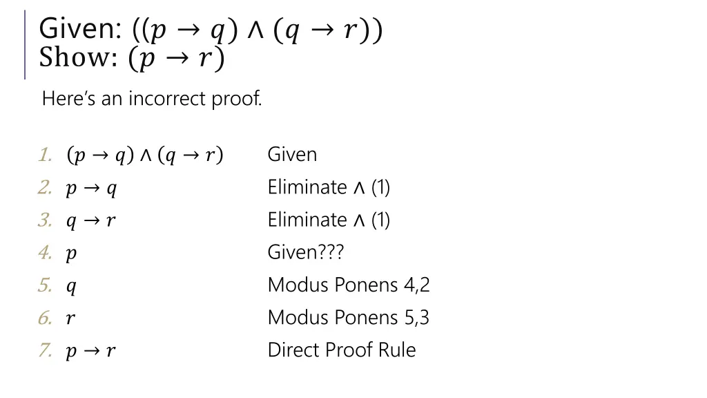 given show here s an incorrect proof