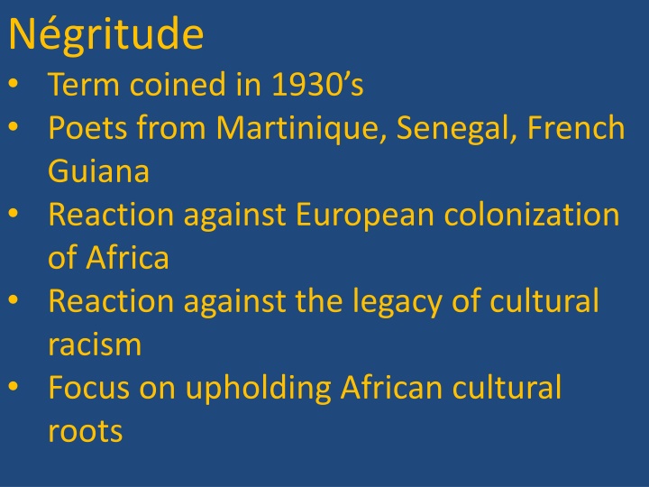 n gritude term coined in 1930 s poets from