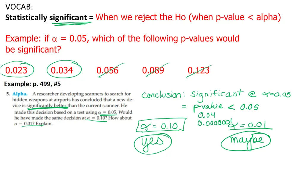 vocab statistically significant when we reject