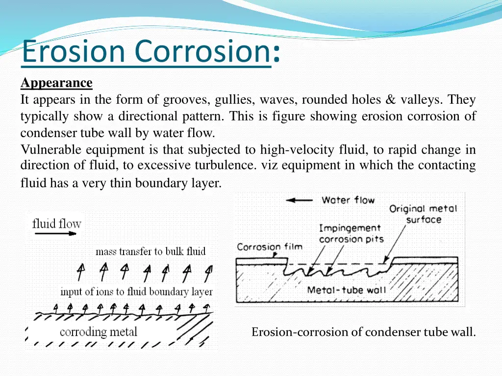 erosion corrosion appearance it appears